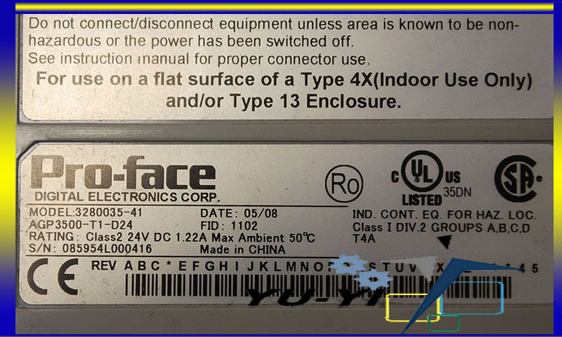 Proface AGP3500-T1-D24 Touch Screen Model 3280035-41